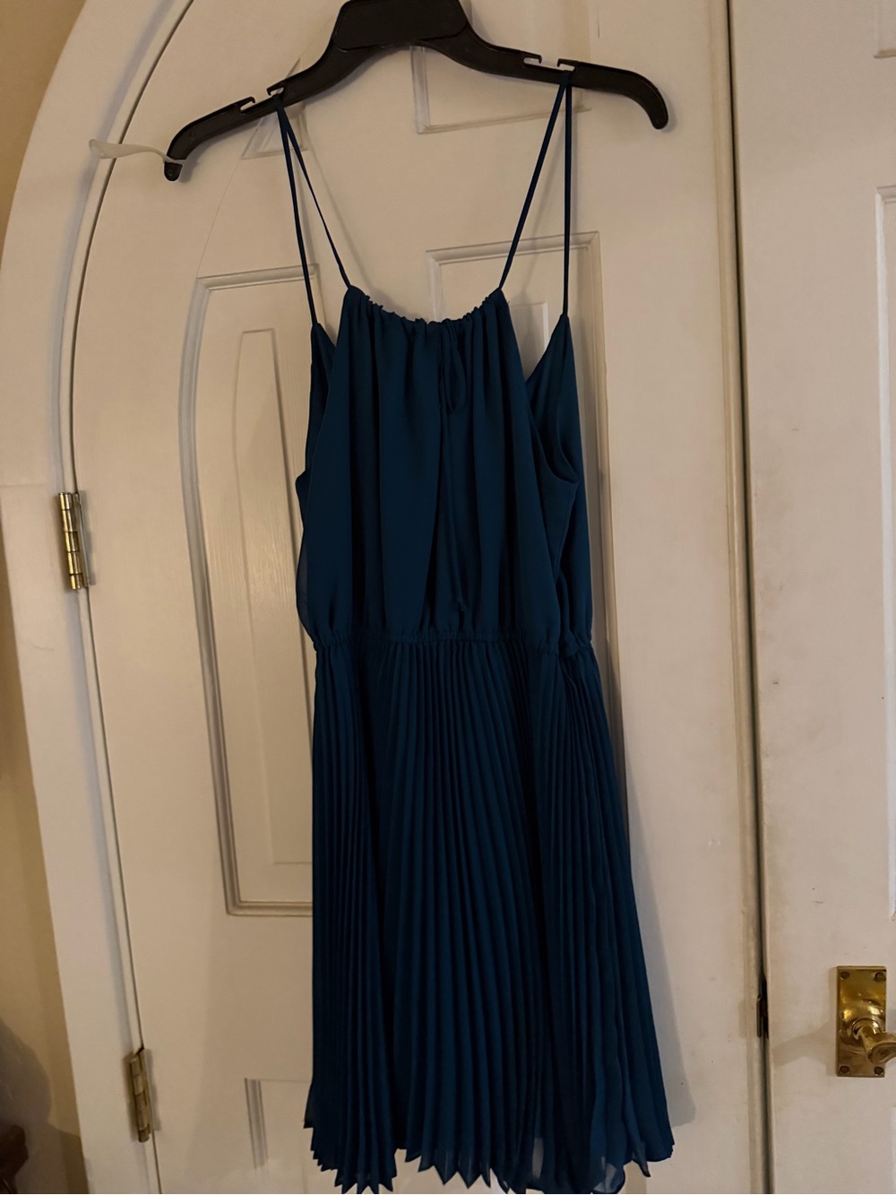 BRAND NWT LIBERTY LOVE TEAL PLEATED SPAGHETTI STRAP MINI DRESS SIZE LARGE
